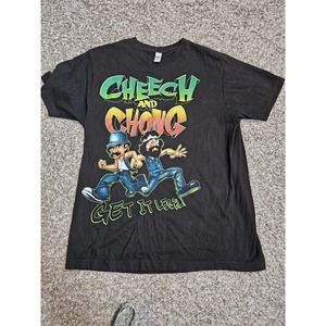 Cheech And Chong Get It Legal Graphic Black Short Sleeve Shirt Size Medium